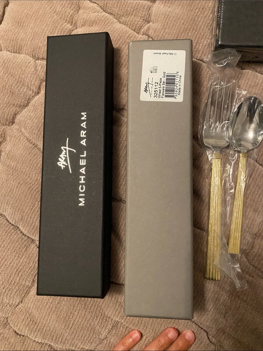 Michael Aram Gold-Textured Handle Flatware Set of 2